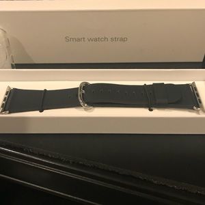 NIB 42 mm Apple Watch Black Leather Strap